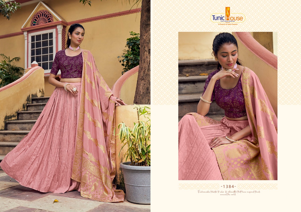 tunic house apsara silk graceful look lehanga catalog