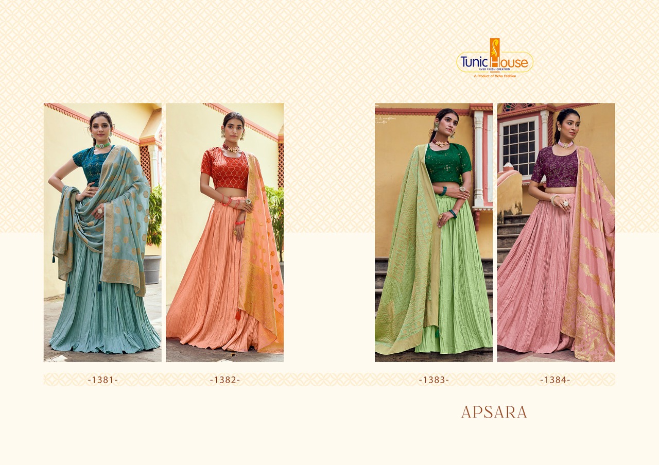 tunic house apsara silk graceful look lehanga catalog