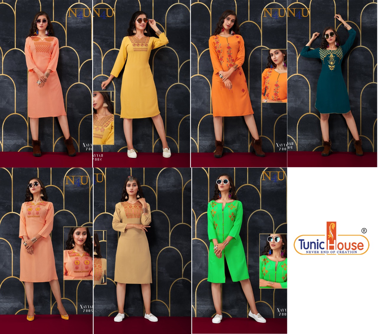 tunic house nayyab rayon graceful look kurti catalog