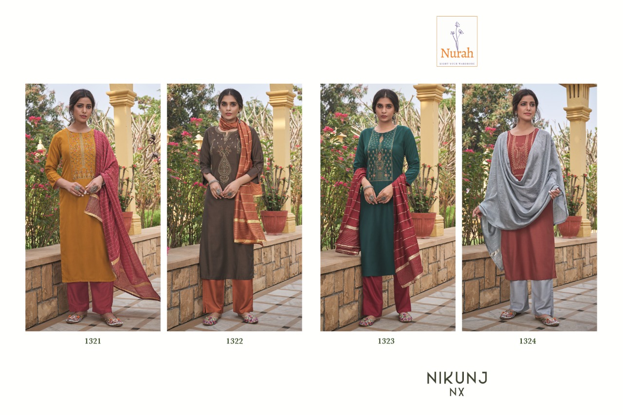 tunic house nikunj nx chinnon gorgeous look top with bottom and dupatta catalog