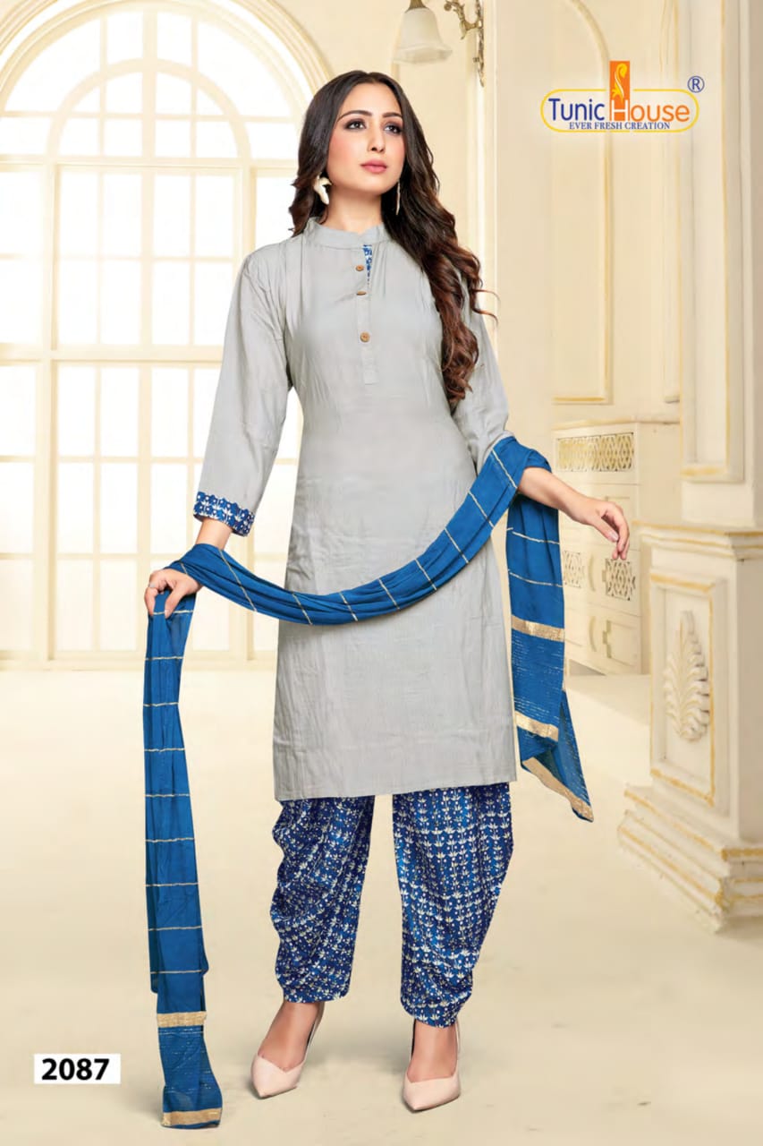 tunic house patiyala rani nx viscous rayon attrective patiyala look kurti with dupatta catalog