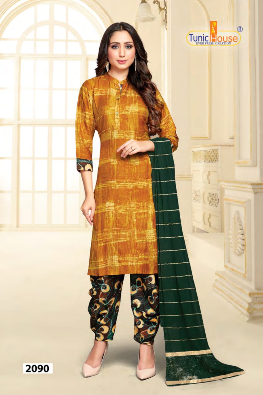 tunic house patiyala rani nx viscous rayon attrective patiyala look kurti with dupatta catalog