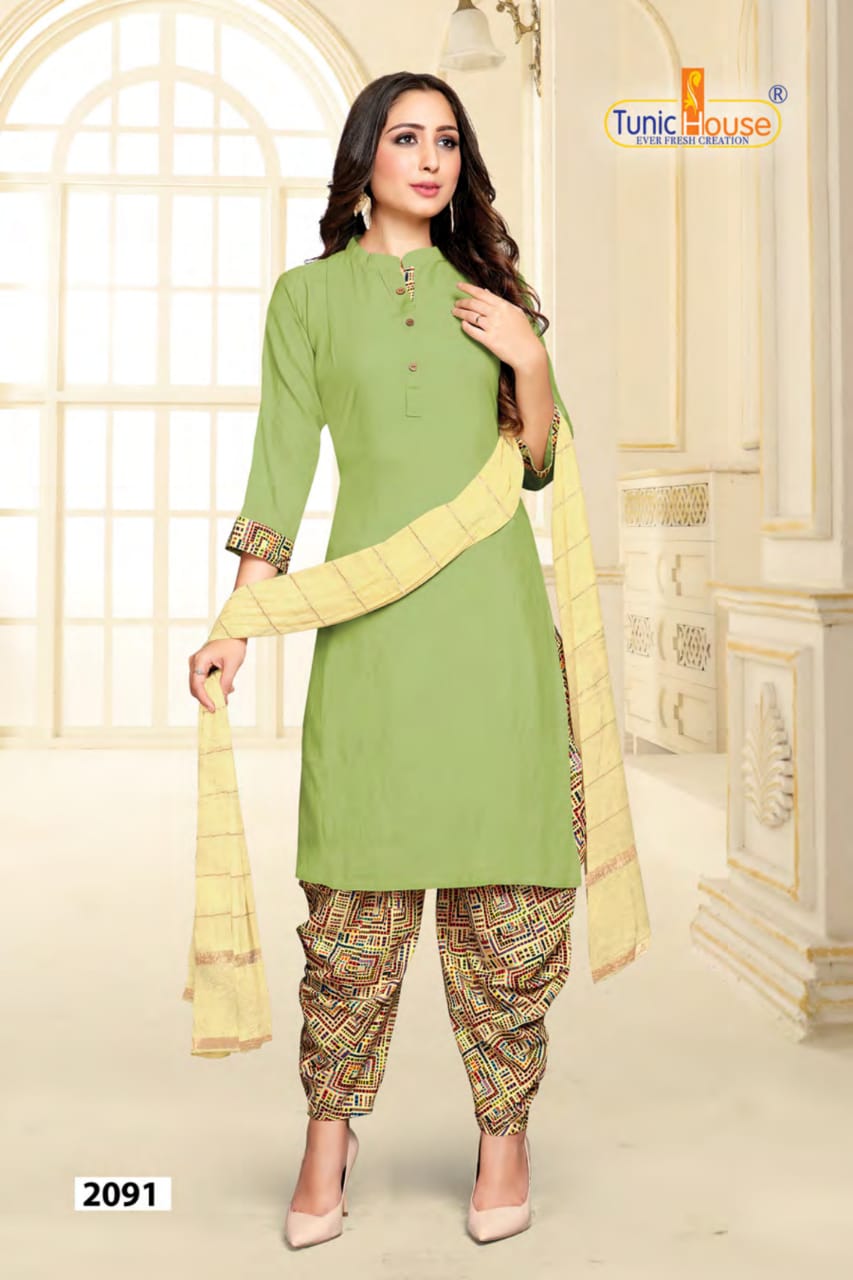 tunic house patiyala rani nx viscous rayon attrective patiyala look kurti with dupatta catalog