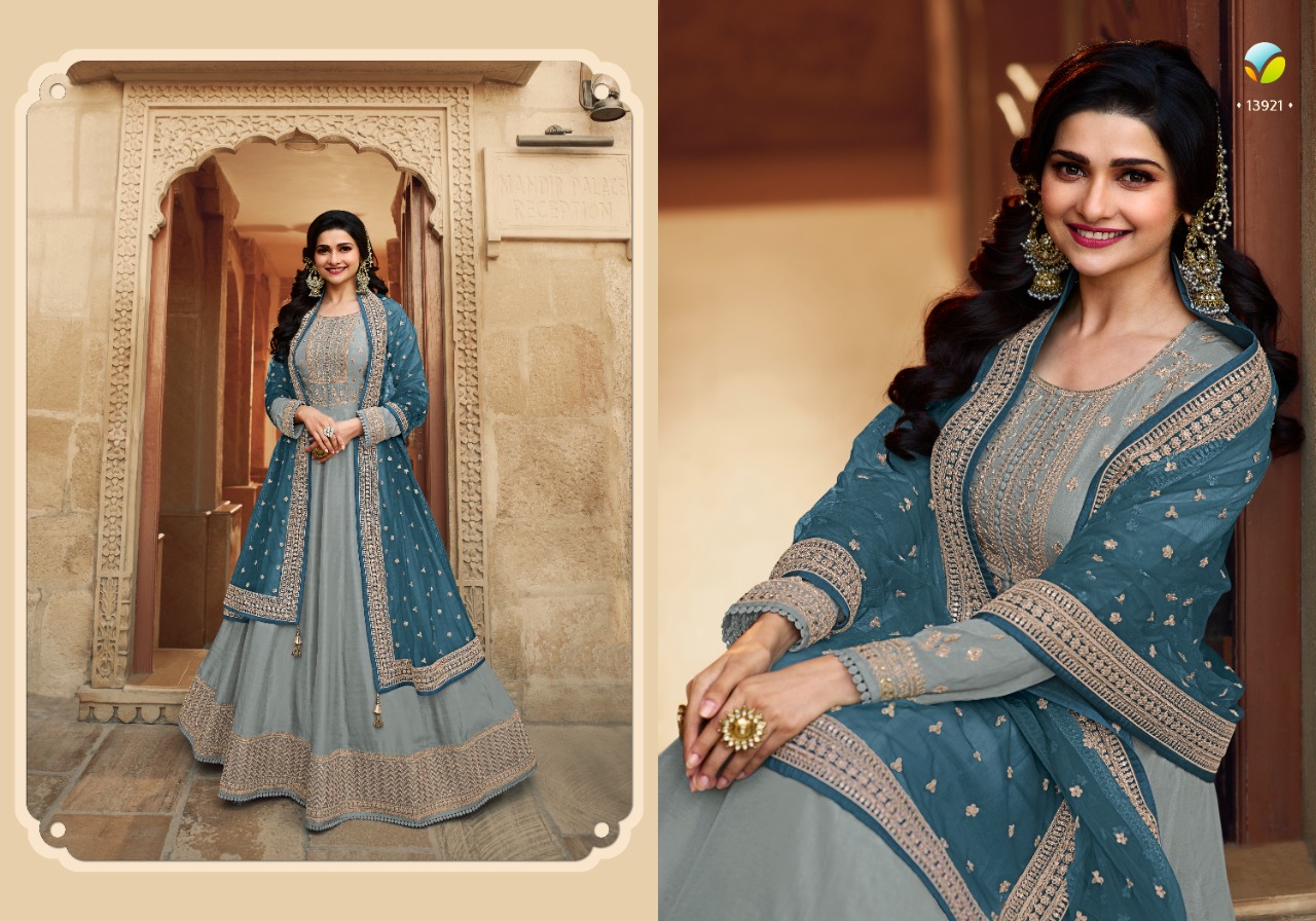 vinay fashion kaseesh pari mahal dola silk attrective embroidary look salwar suit catalog