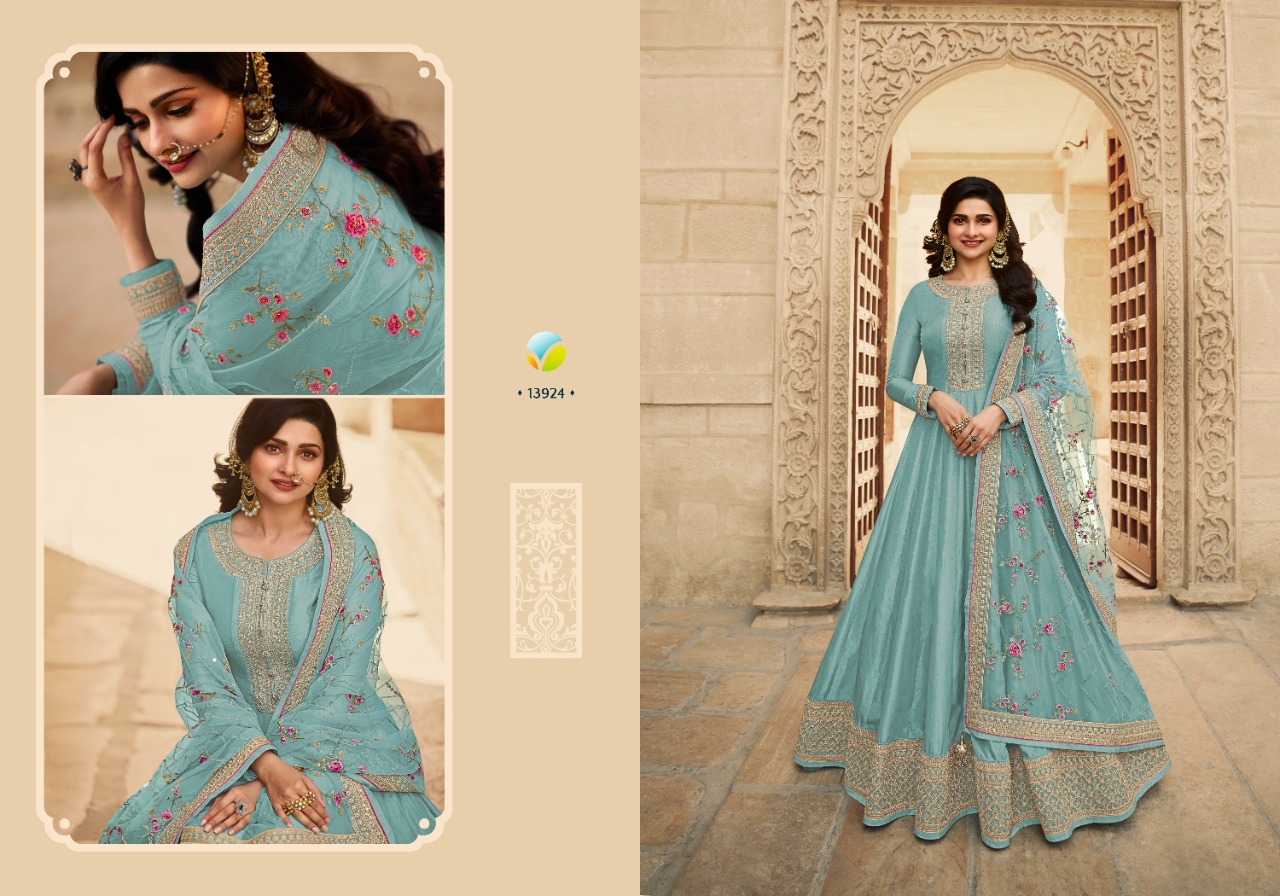 vinay fashion kaseesh pari mahal dola silk attrective embroidary look salwar suit catalog