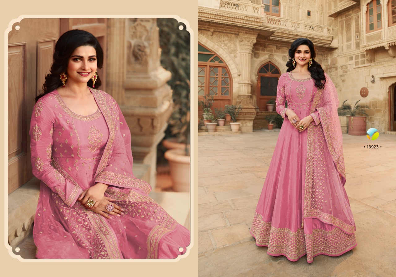 vinay fashion kaseesh pari mahal dola silk attrective embroidary look salwar suit catalog