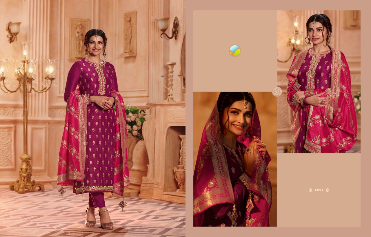 vinay fashion kaseesh zardosi hitlist dola jaquard decent embroidary look  salwar suit catalog