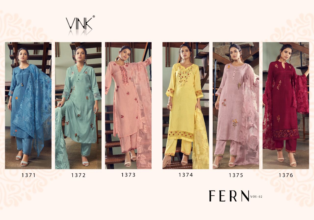 vink fern 2 viscose new and modern style kurta with pant and dupatta catalog