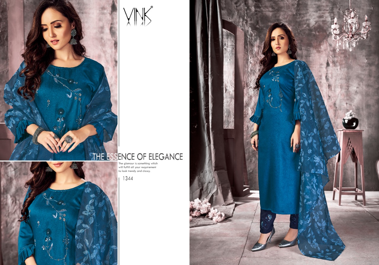 vink fragrance vol 2 organza decent look top with bottom and dupatta catalog