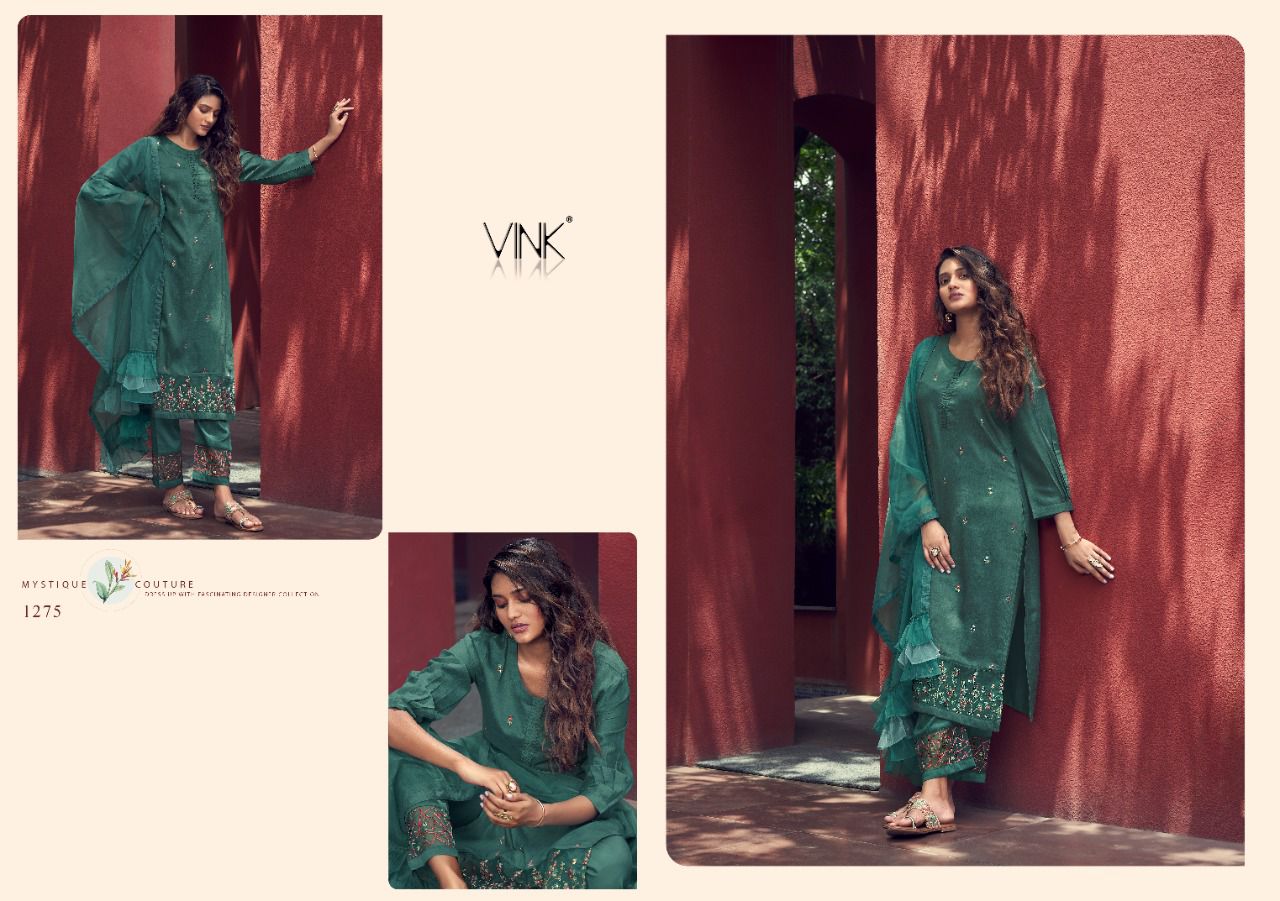 vink ruffles silk new and modern style top with pant and dupatta catalog