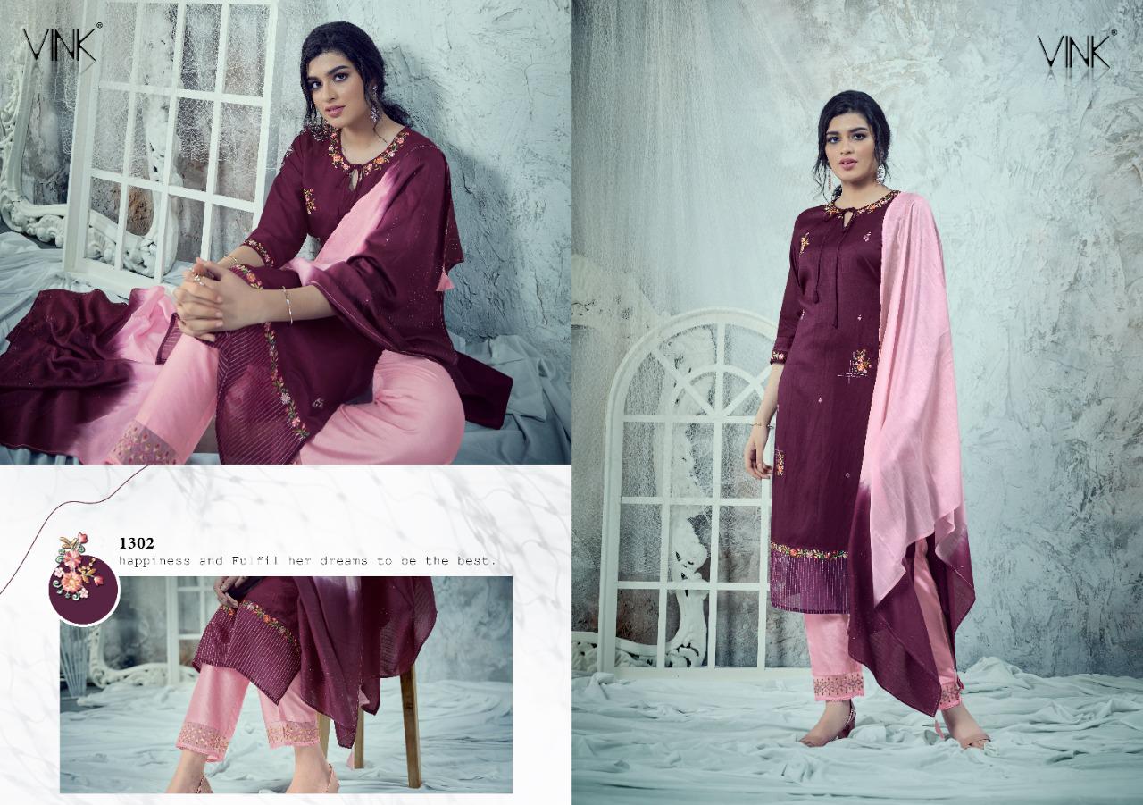 vink utsav viscose gorgeous look top with pant and dupatta catalog