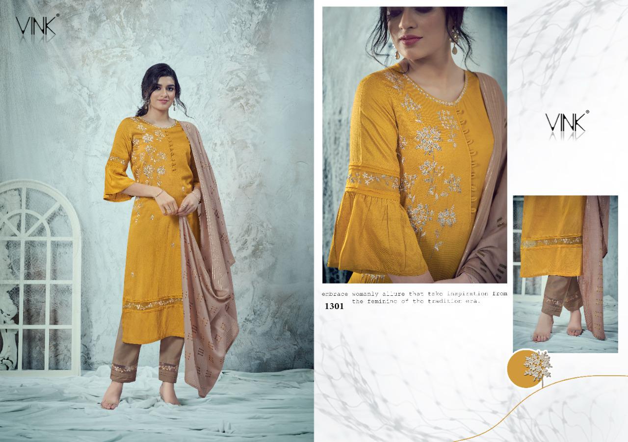 vink utsav viscose gorgeous look top with pant and dupatta catalog