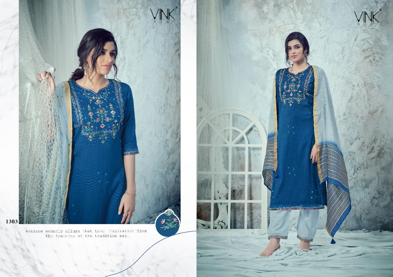 vink utsav viscose gorgeous look top with pant and dupatta catalog