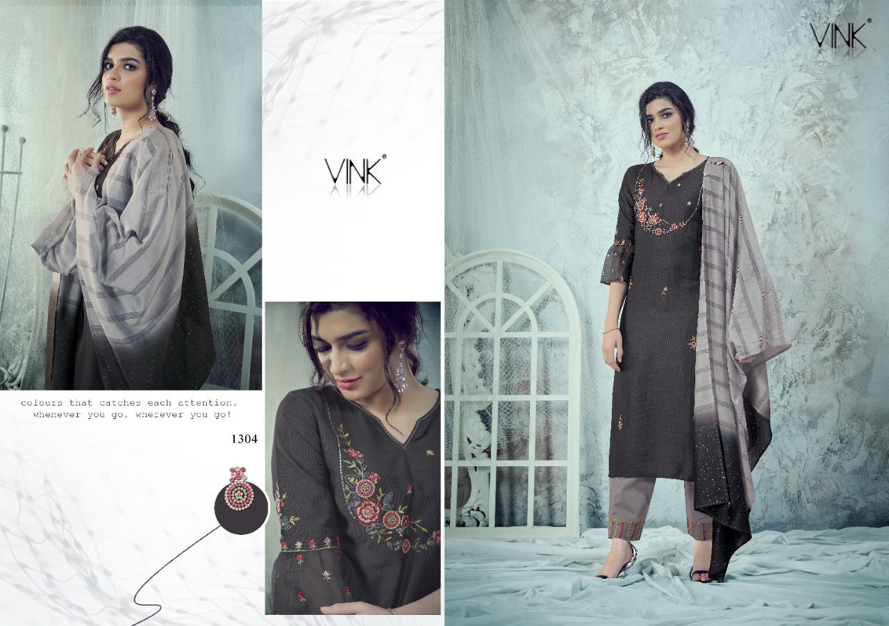 vink utsav viscose gorgeous look top with pant and dupatta catalog