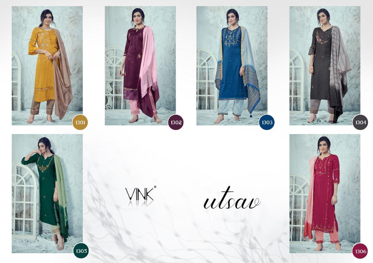 vink utsav viscose gorgeous look top with pant and dupatta catalog