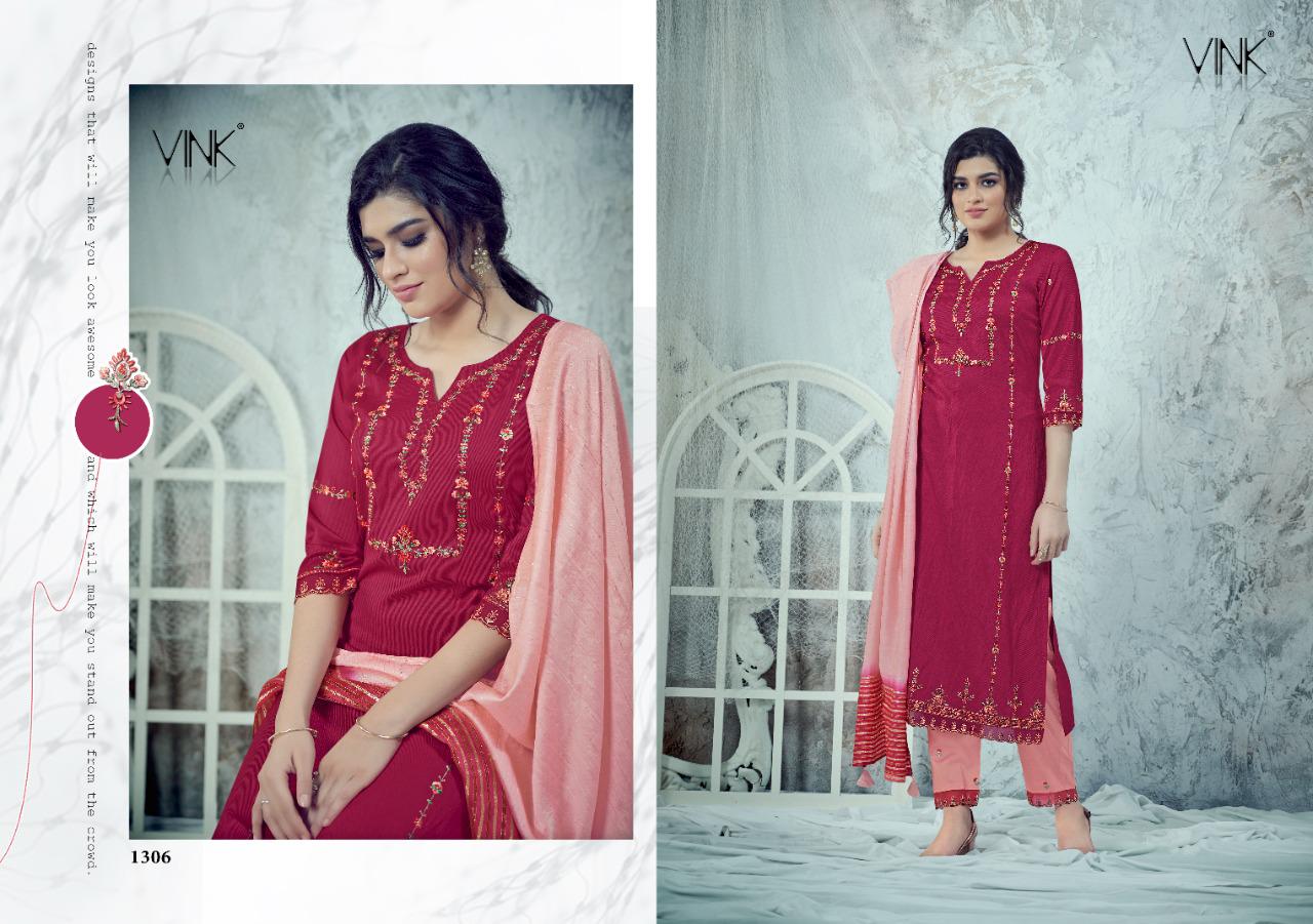 vink utsav viscose gorgeous look top with pant and dupatta catalog