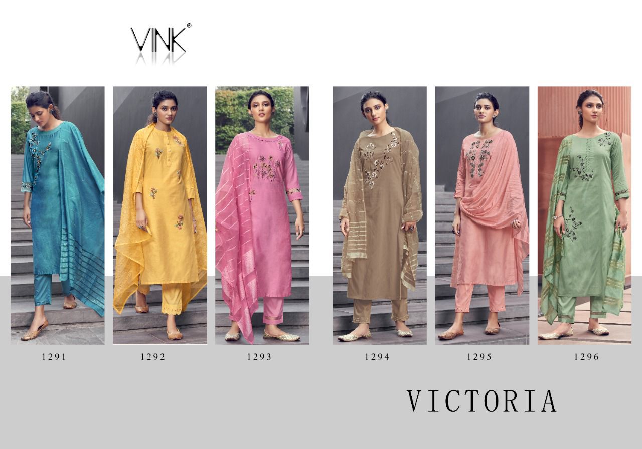 vink victoria silk astonishing look kurti pant with dupatta catalog