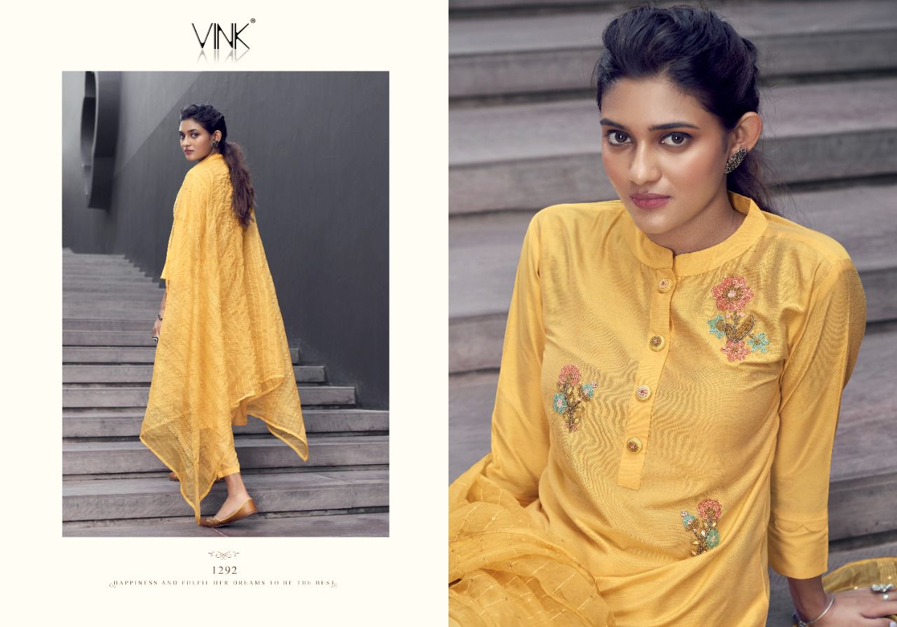 vink victoria silk astonishing look kurti pant with dupatta catalog