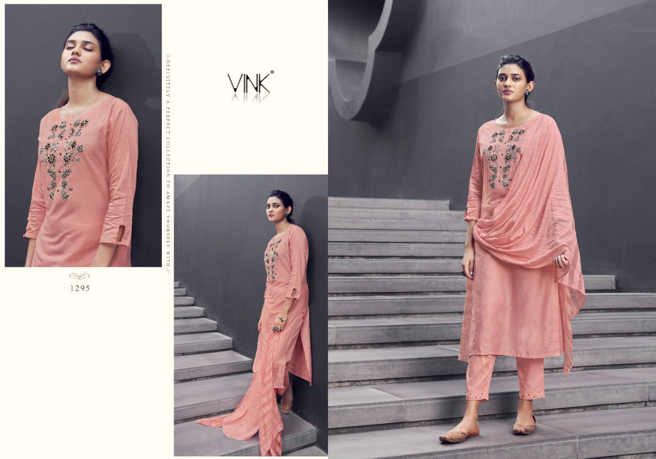 vink victoria silk astonishing look kurti pant with dupatta catalog