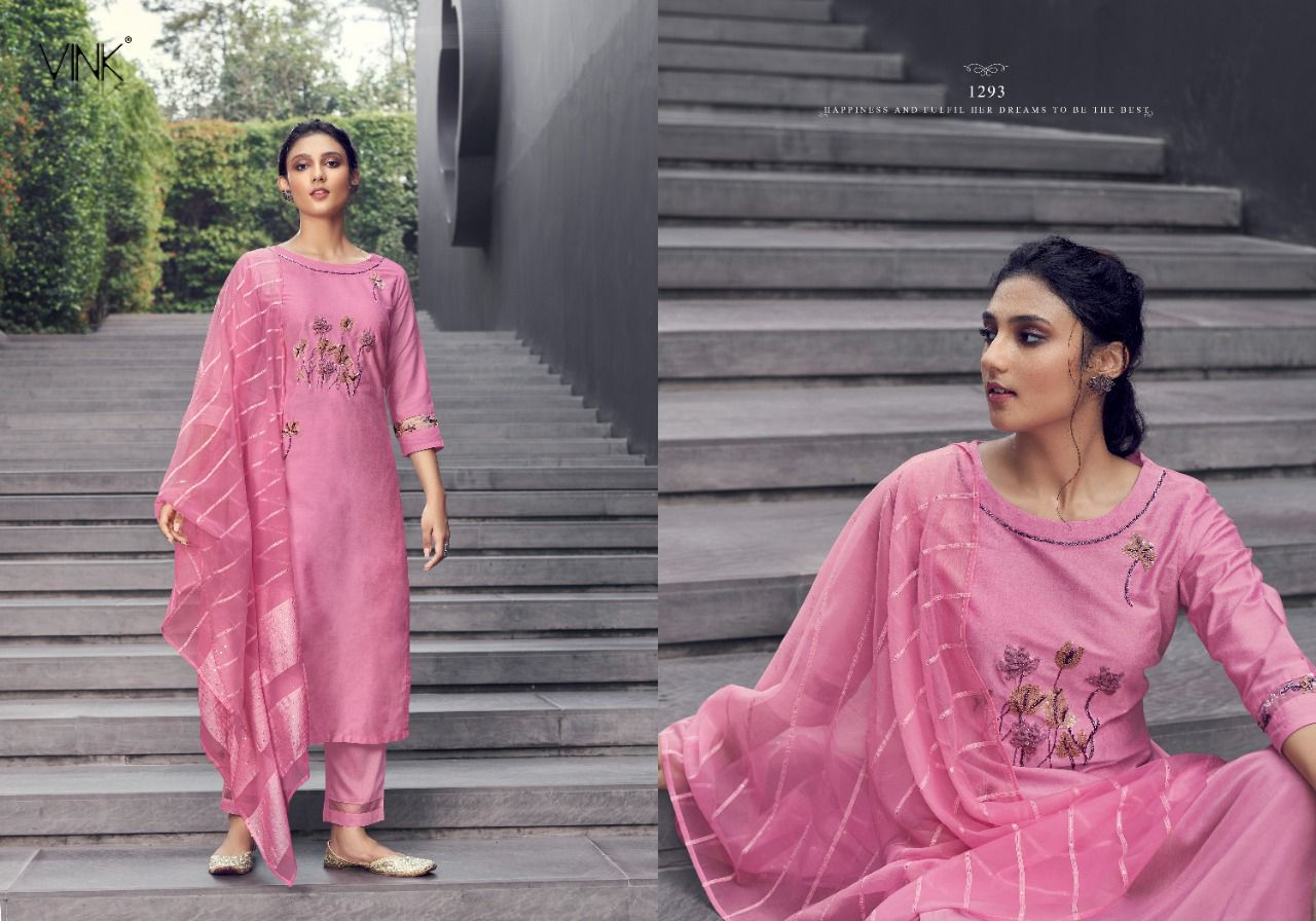 vink victoria silk astonishing look kurti pant with dupatta catalog