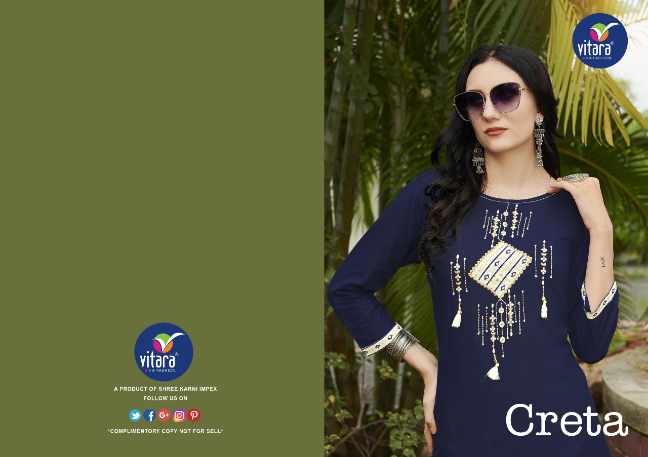 vitara fashion creta rayon graceful look kurti with pant catalog