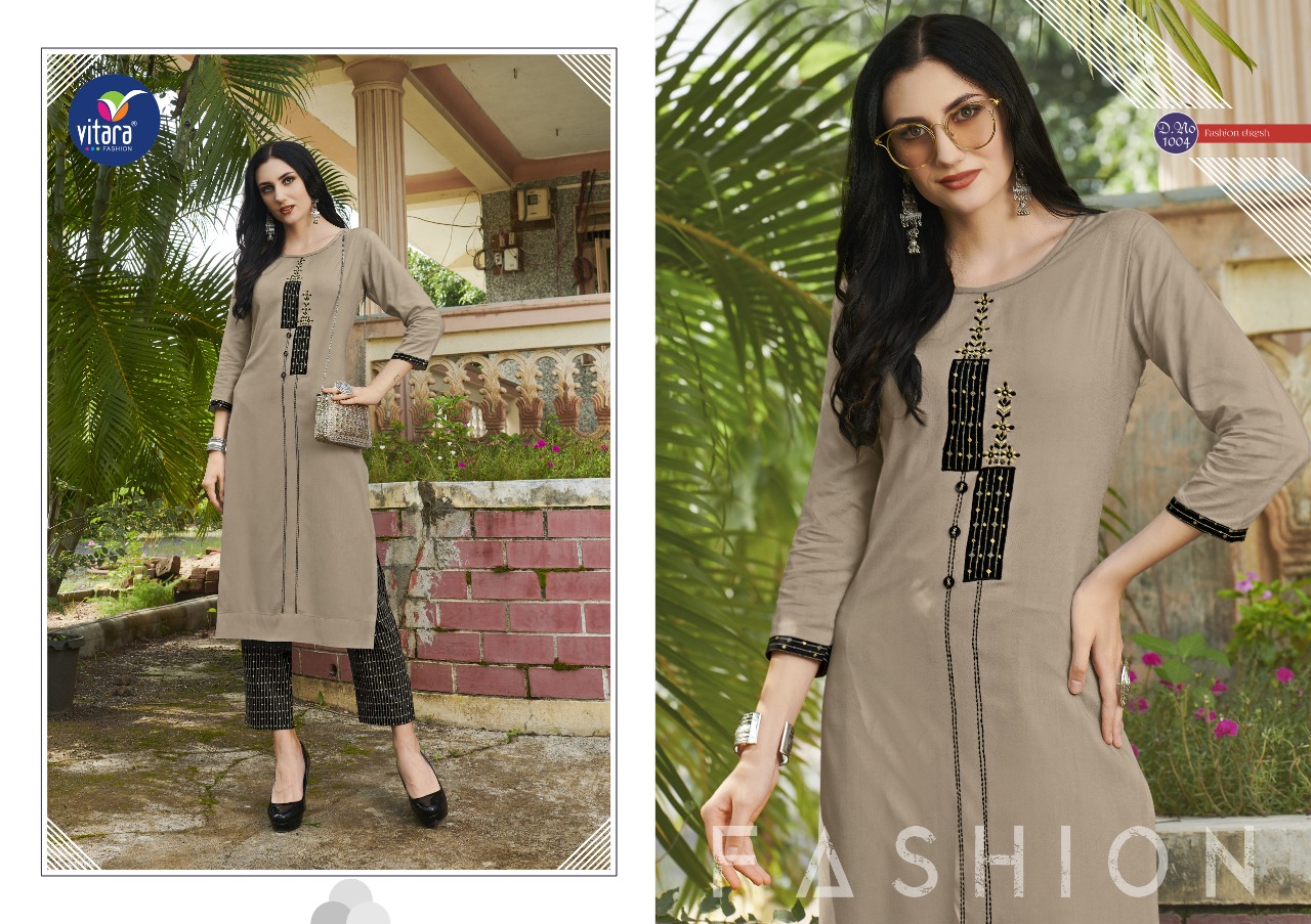 vitara fashion creta rayon graceful look kurti with pant catalog