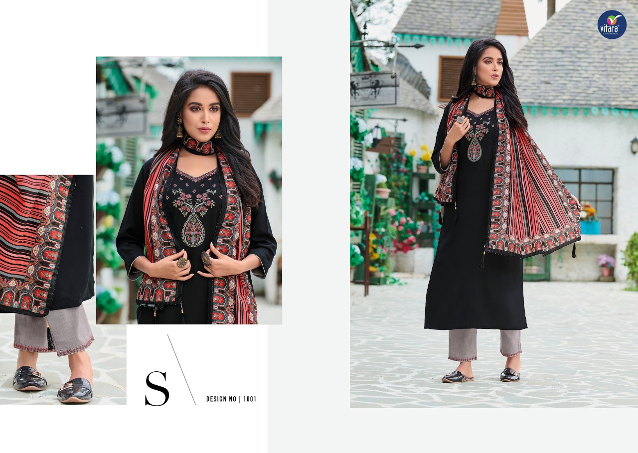 vitara fashion star link rayon  graceful look top bottom with dupatta catalog