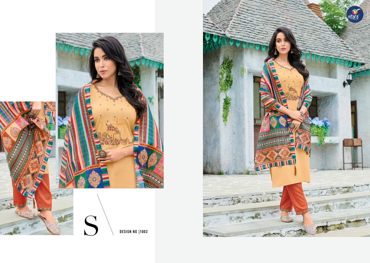 vitara fashion star link rayon  graceful look top bottom with dupatta catalog