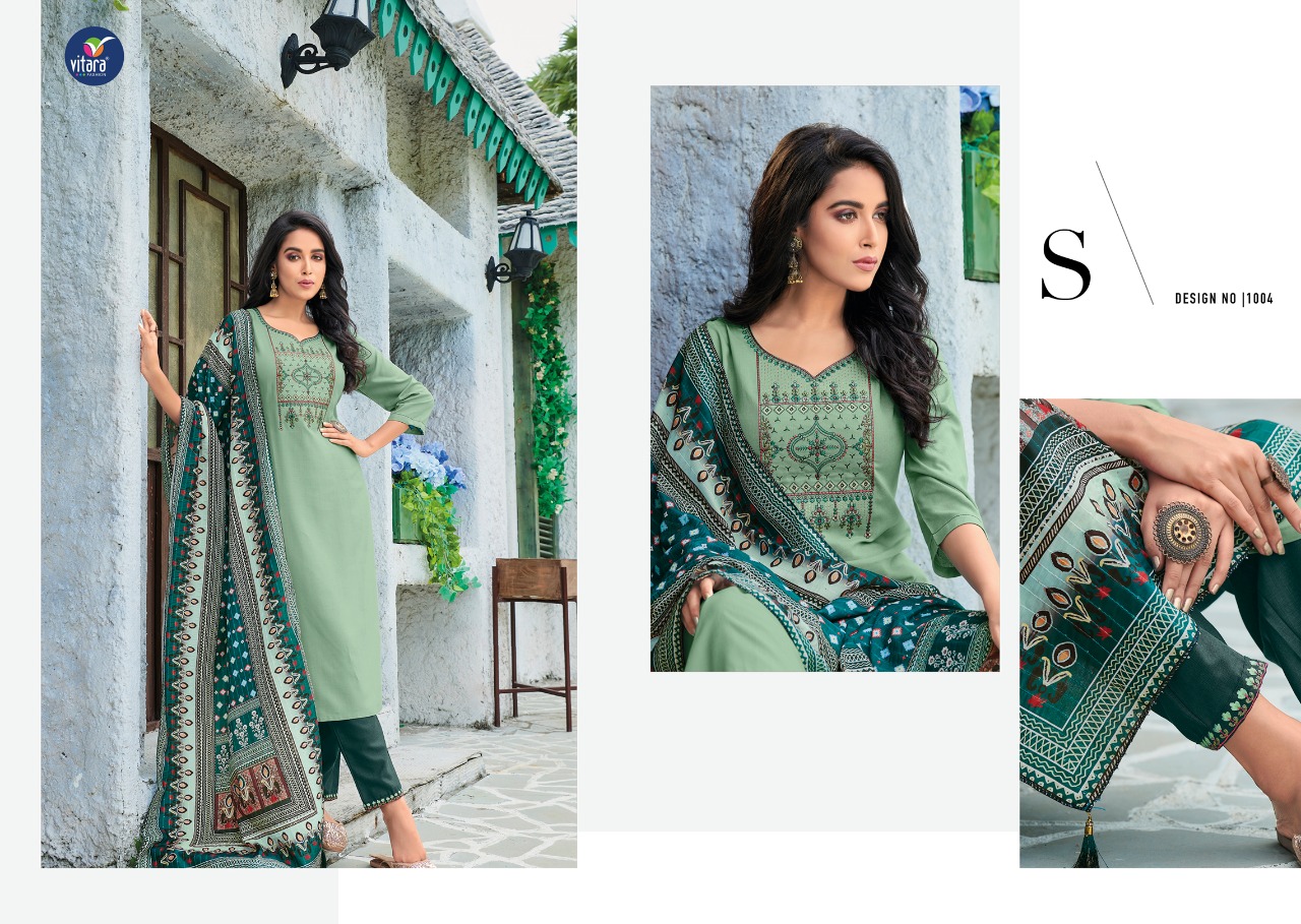 vitara fashion star link rayon  graceful look top bottom with dupatta catalog