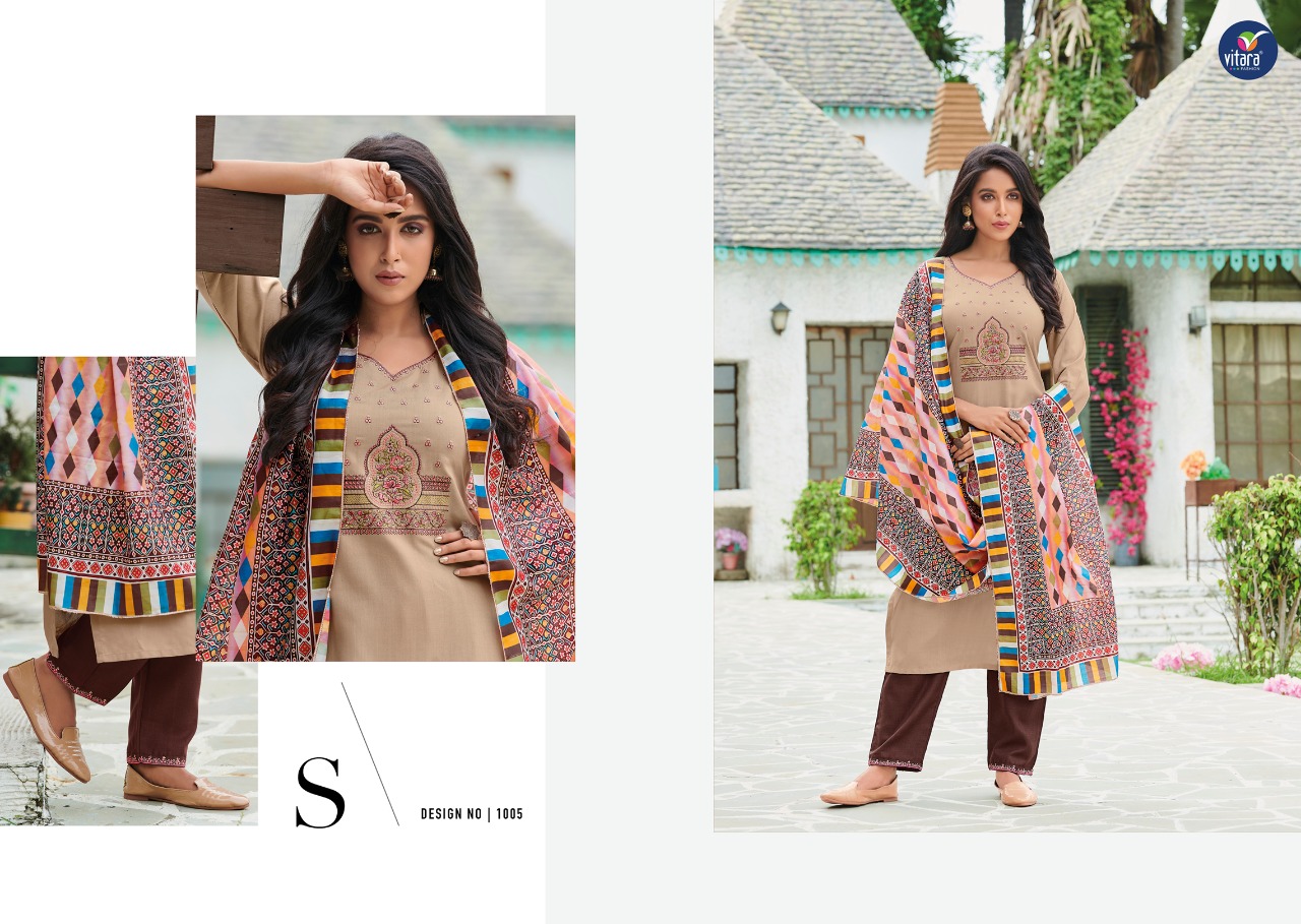 vitara fashion star link rayon  graceful look top bottom with dupatta catalog