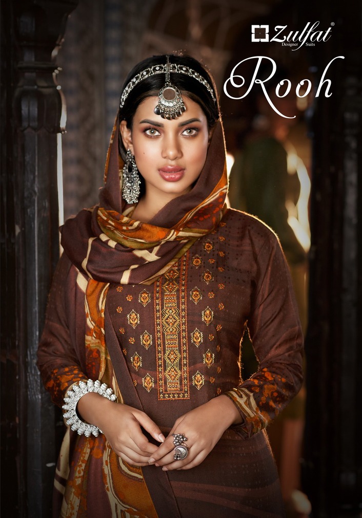 zulfat designer suit rooh pure pashmina elegant look salwar suit catalog