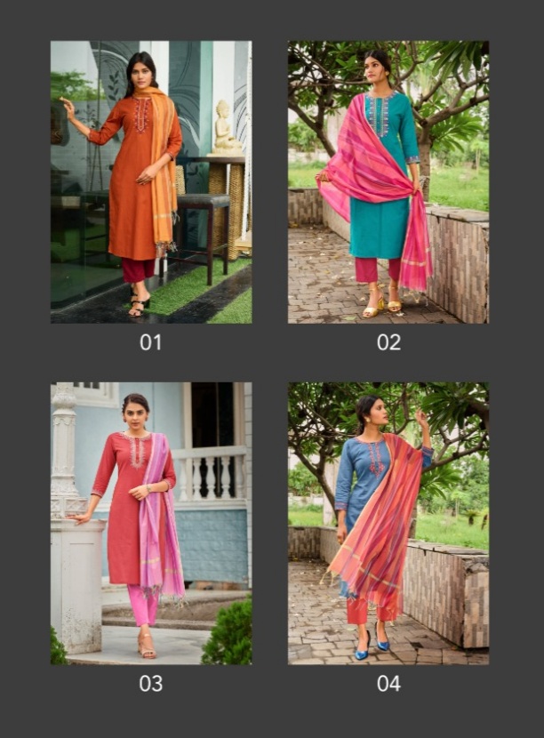 100 miles bhavana cotton authentic fabrick top with pant and dupatta catalog