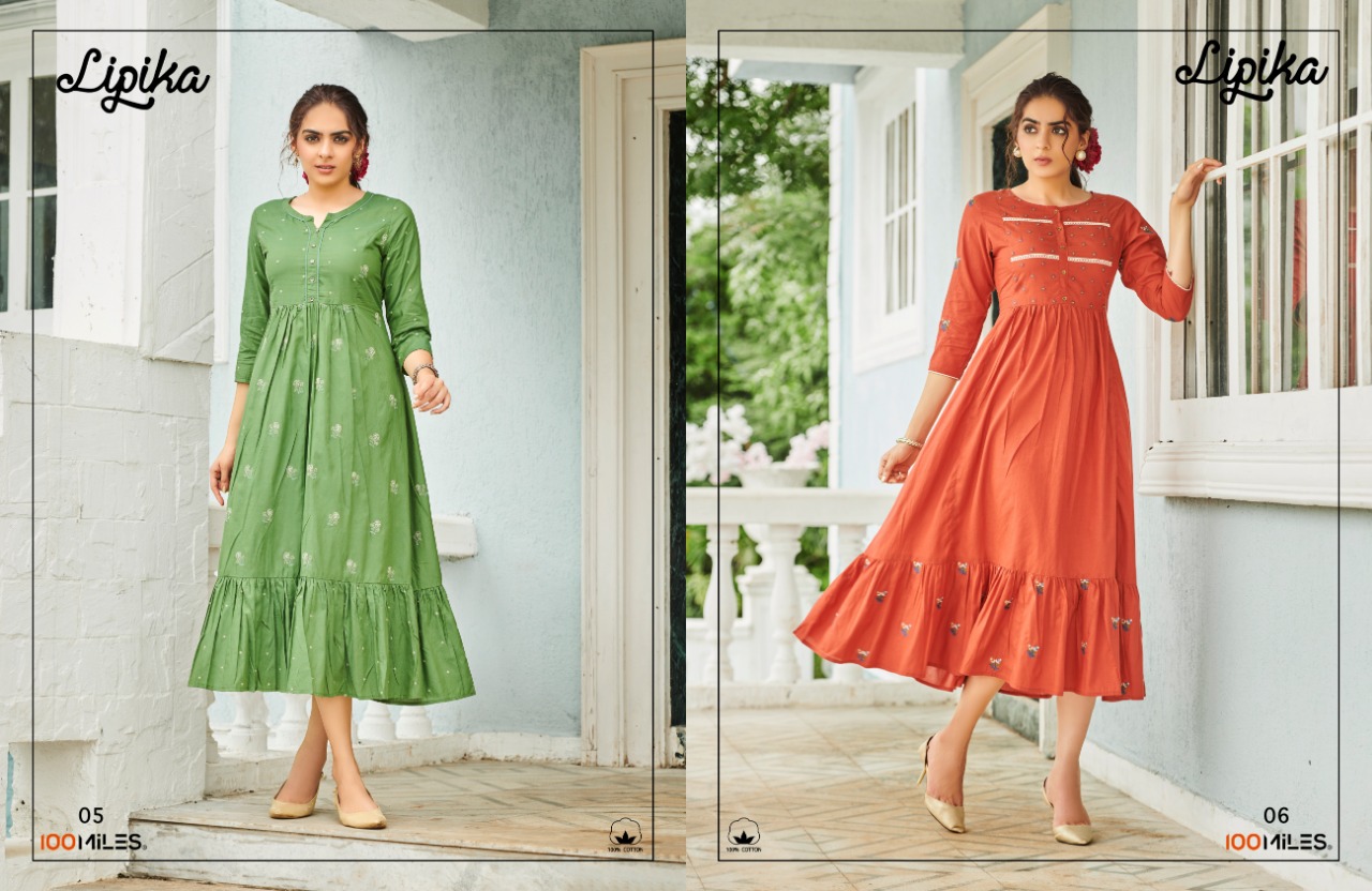 100 Miles lipika cotton authentic fabric kurti catalog