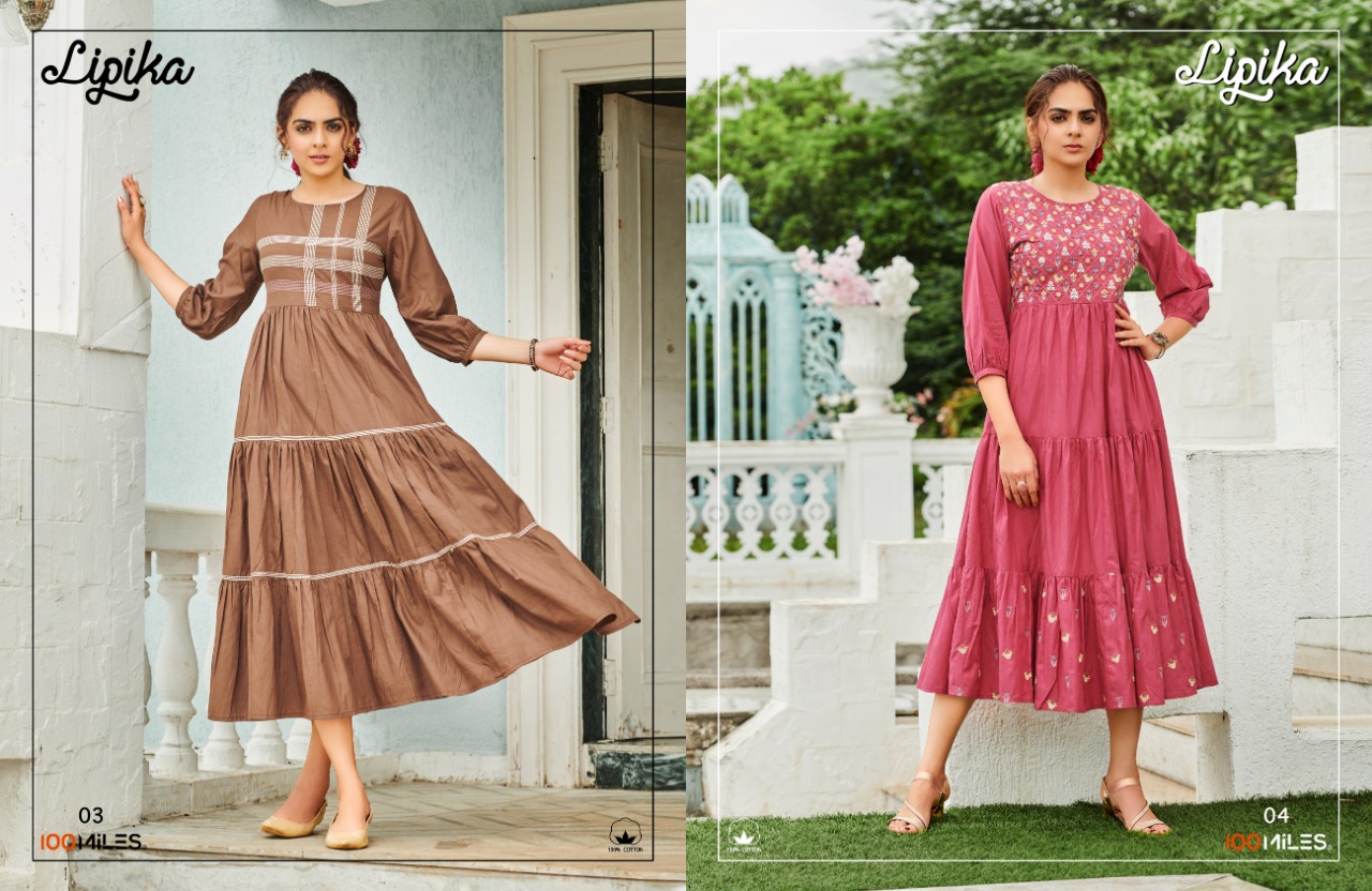 100 Miles lipika cotton authentic fabric kurti catalog