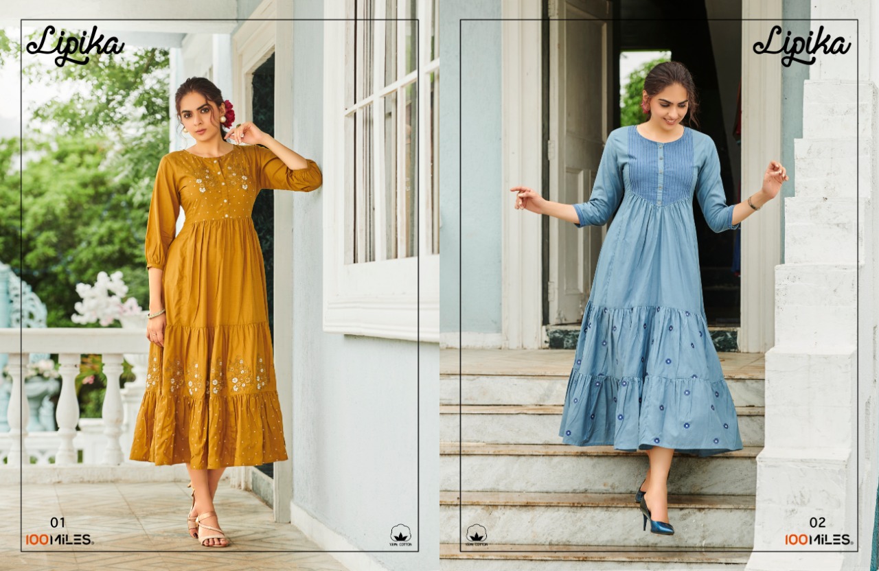 100 Miles lipika cotton authentic fabric kurti catalog