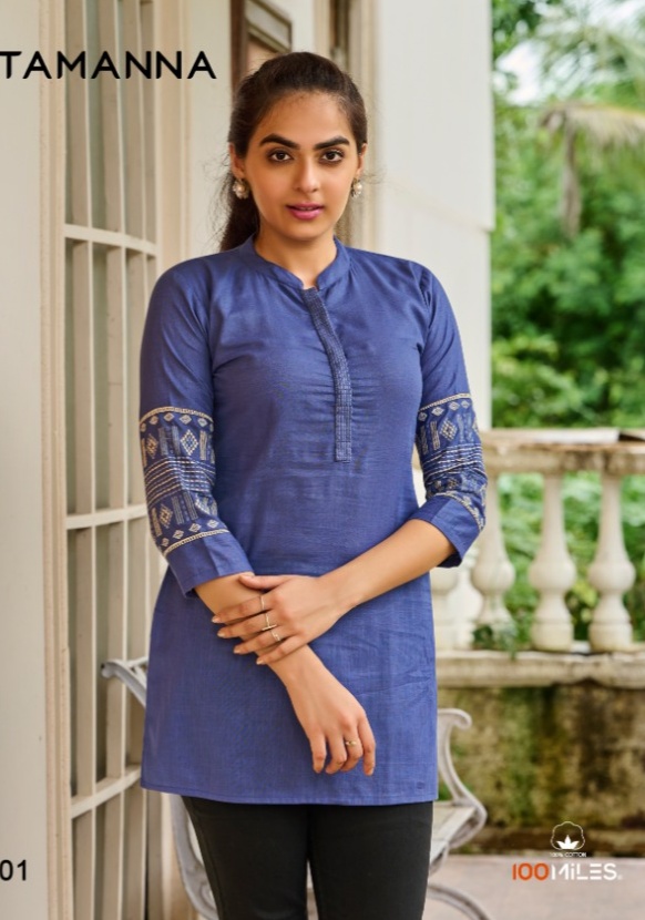 100 miles tamanna cotton classic trendy look kurti catalog