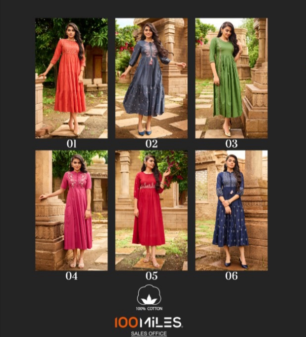 100 miles tarang cotton classic trendy look kurti catalog