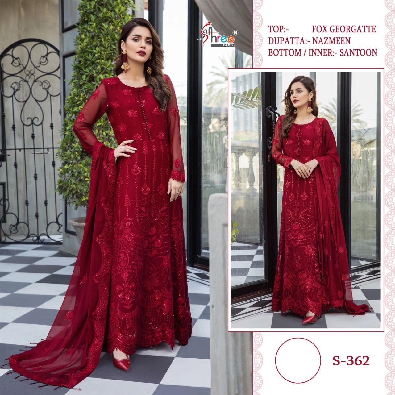 shree fab d no 362 georgatte regal look salwar suit singal