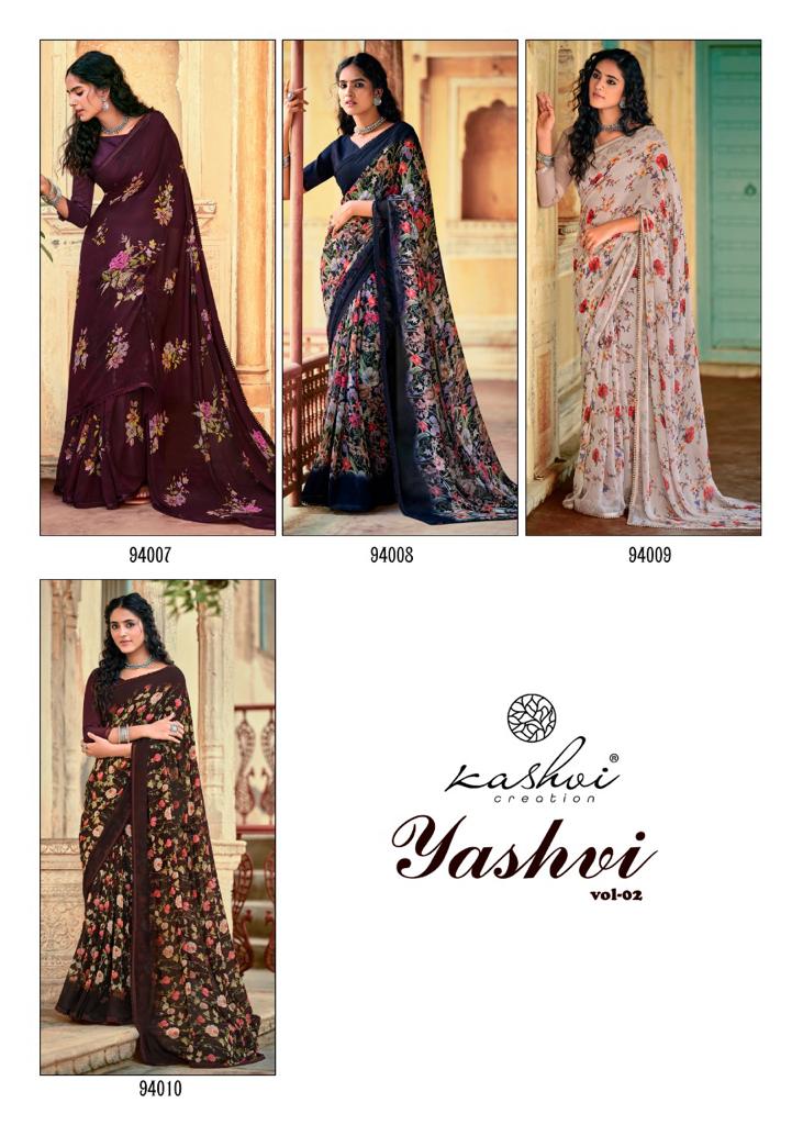 lt kashvi creation yashvi vol 2 georgget elegant print saree catalog