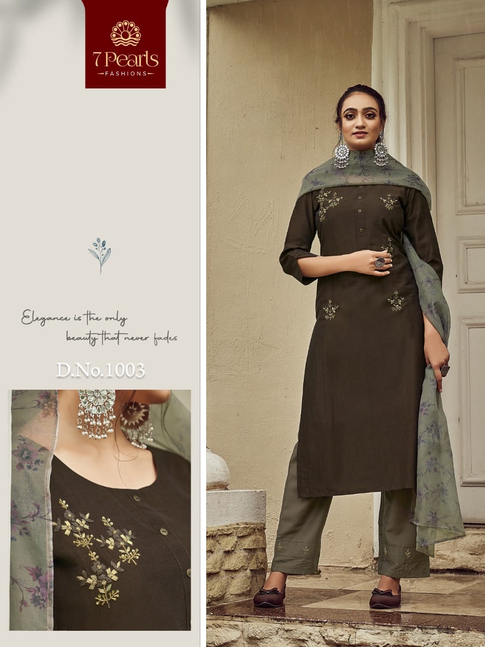 7 pearls adhitri silk graceful look top bottom with dupatta catalog