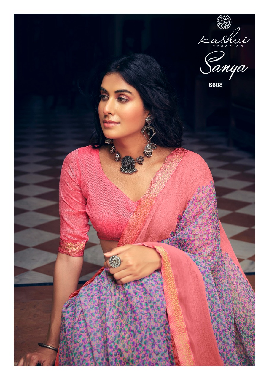 lt kashvi creation sanya shiffon exclusive print saree catalog