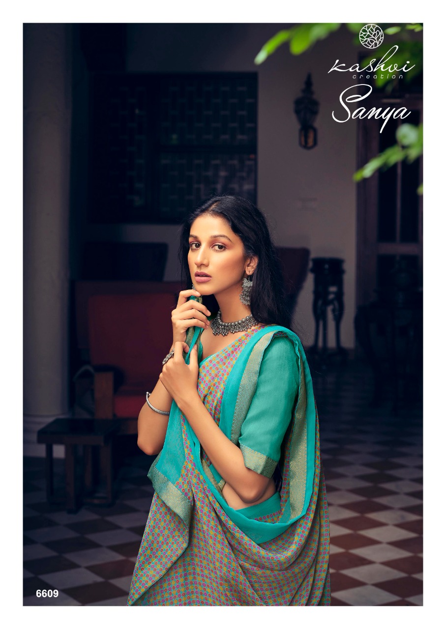 lt kashvi creation sanya shiffon exclusive print saree catalog