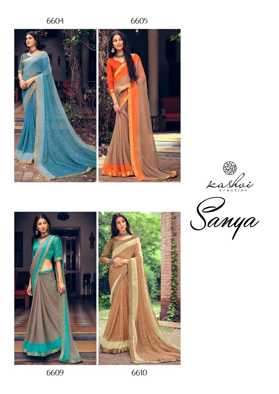 lt kashvi creation sanya shiffon exclusive print saree catalog