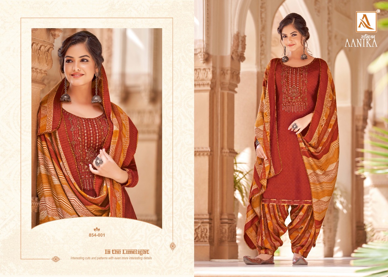 alok suit aanika  Pure Wool Pashmina Digital Style Patiyala Print salwar suit catalog