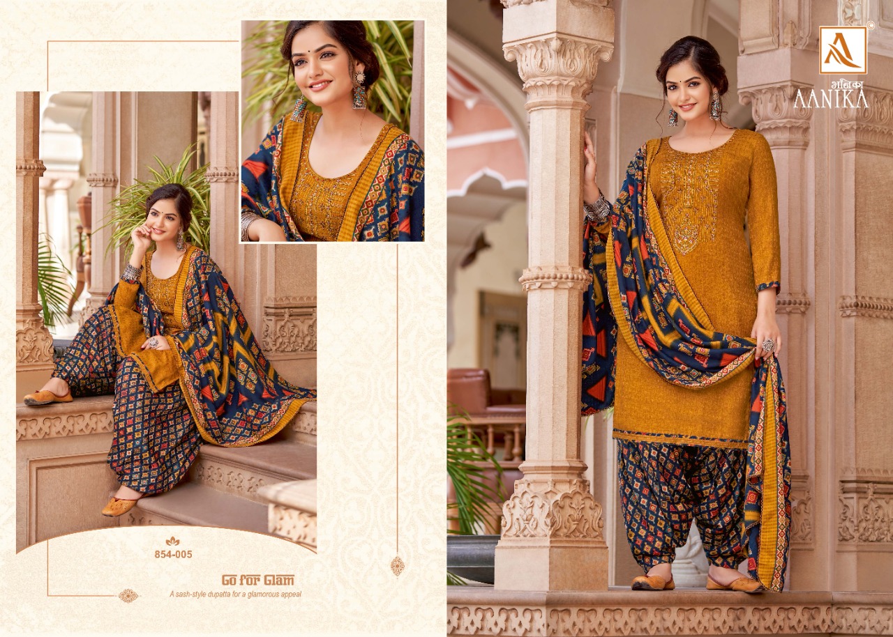 alok suit aanika  Pure Wool Pashmina Digital Style Patiyala Print salwar suit catalog