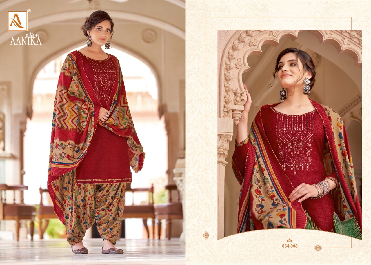 alok suit aanika  Pure Wool Pashmina Digital Style Patiyala Print salwar suit catalog