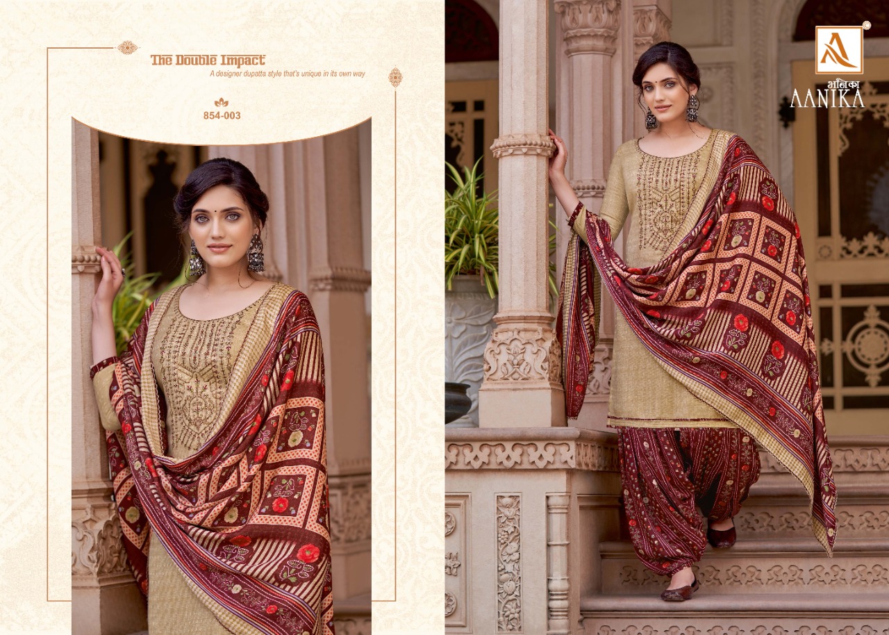 alok suit aanika  Pure Wool Pashmina Digital Style Patiyala Print salwar suit catalog