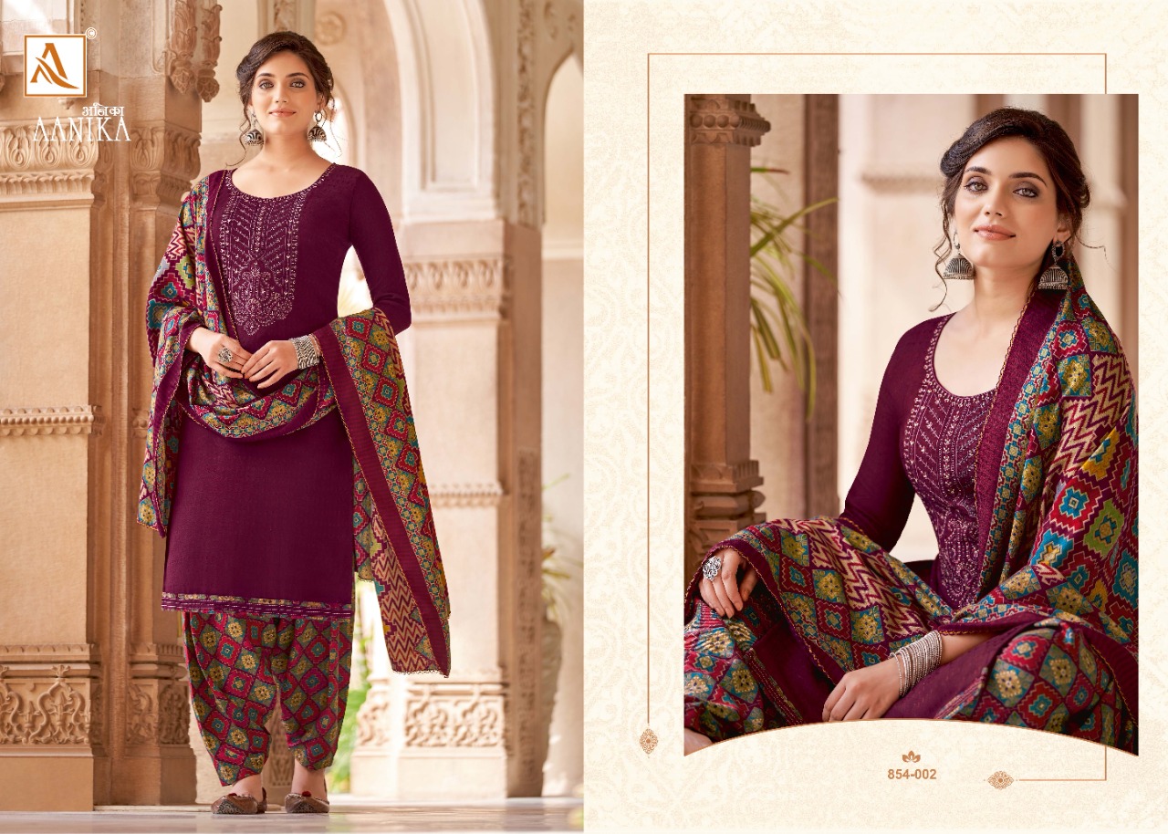 alok suit aanika  Pure Wool Pashmina Digital Style Patiyala Print salwar suit catalog