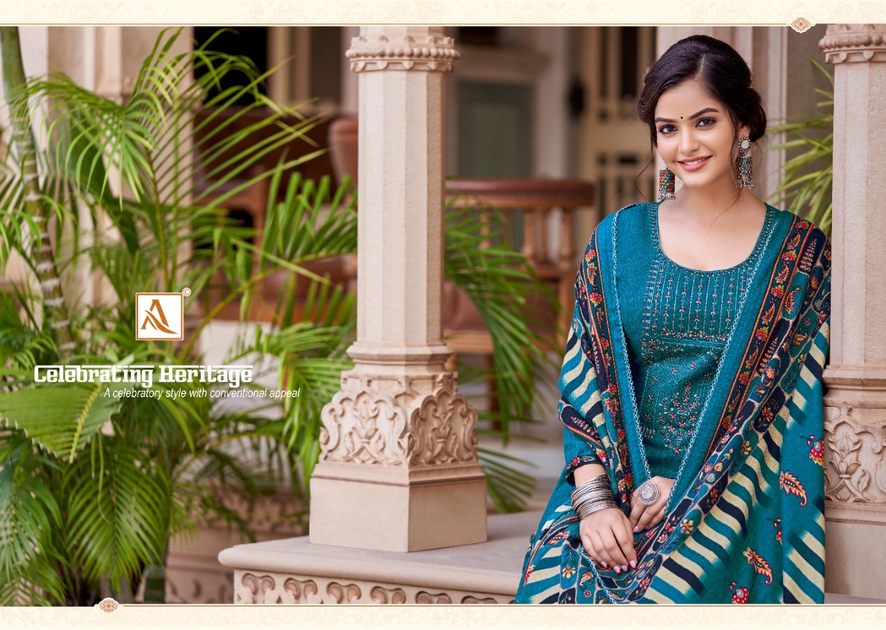 alok suit aanika  Pure Wool Pashmina Digital Style Patiyala Print salwar suit catalog