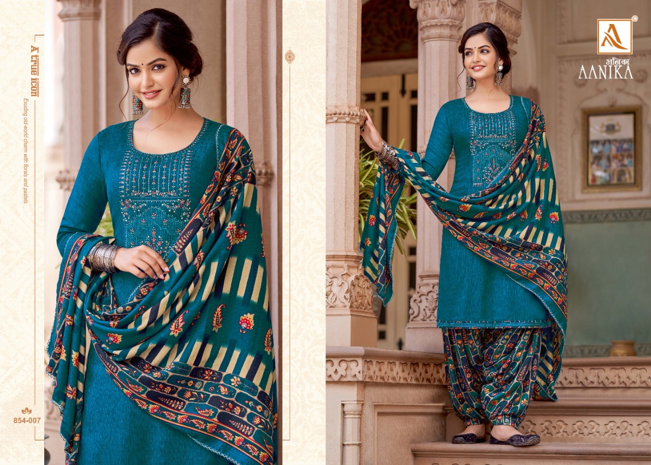 alok suit aanika  Pure Wool Pashmina Digital Style Patiyala Print salwar suit catalog